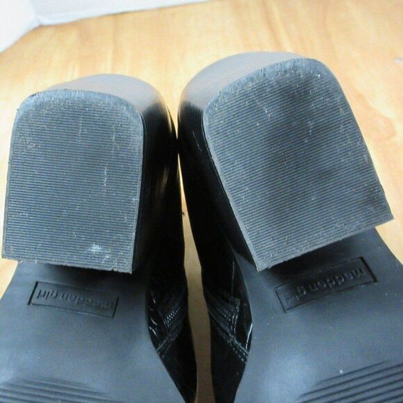 MADDEN GIRL Klicck Black Faux Leather Ankle Boots Sz 9.5 Snakeskin Croc Bootie - Picture 11 of 12